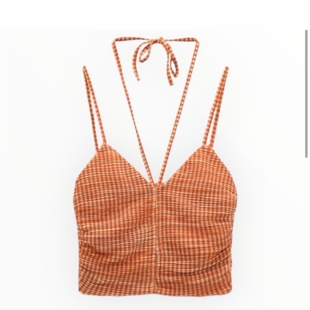 Zara Orange Plaid Camisole Top